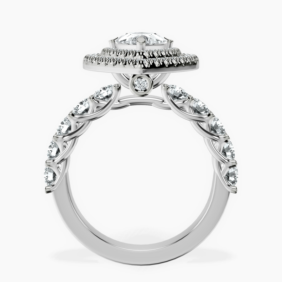 Platinum Crowned Cresta Double Halo Lab Diamond Ring side right image one