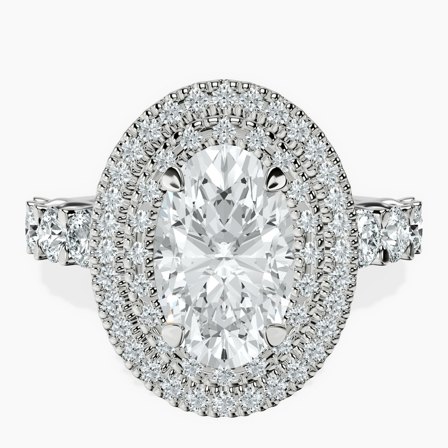 Platinum Crowned Cresta Double Halo Lab Diamond Ring front image