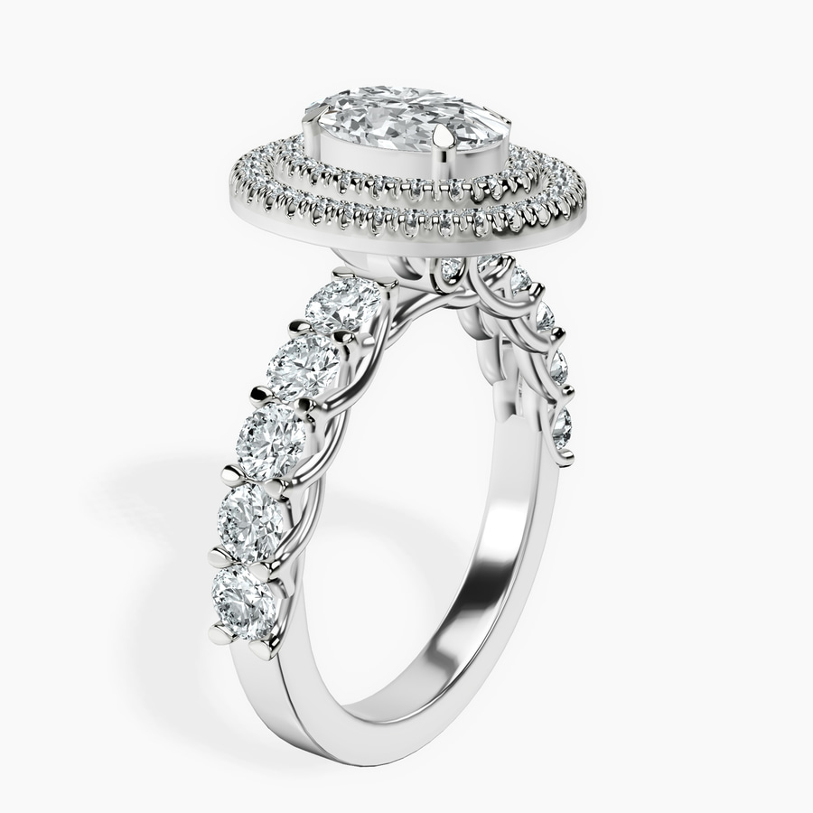 Platinum Crowned Cresta Double Halo Lab Diamond Ring standing product image one