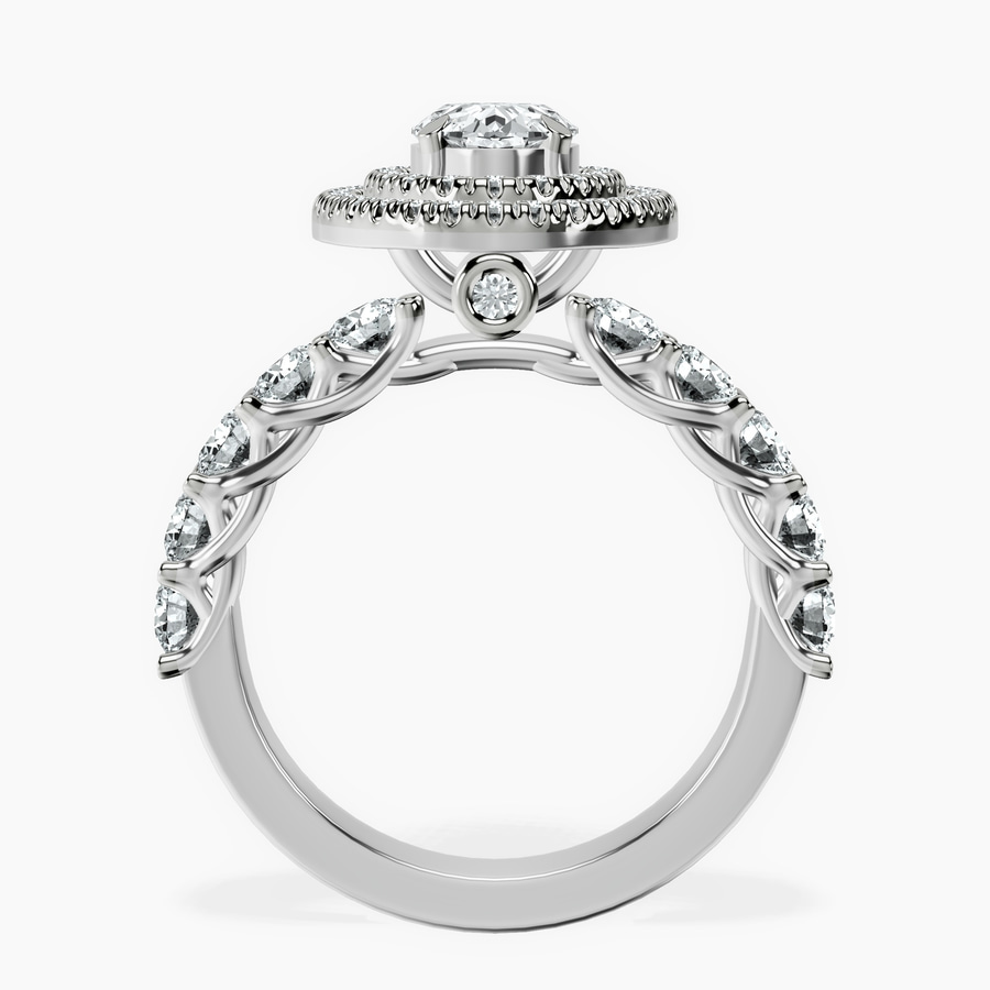 Platinum Crowned Cresta Double Halo Lab Diamond Ring side right image one