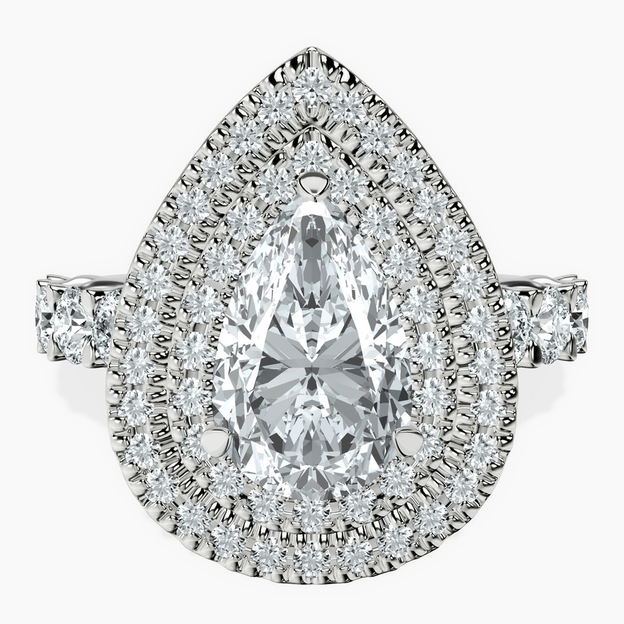 Platinum Crowned Cresta Double Halo Lab Diamond Ring front image
