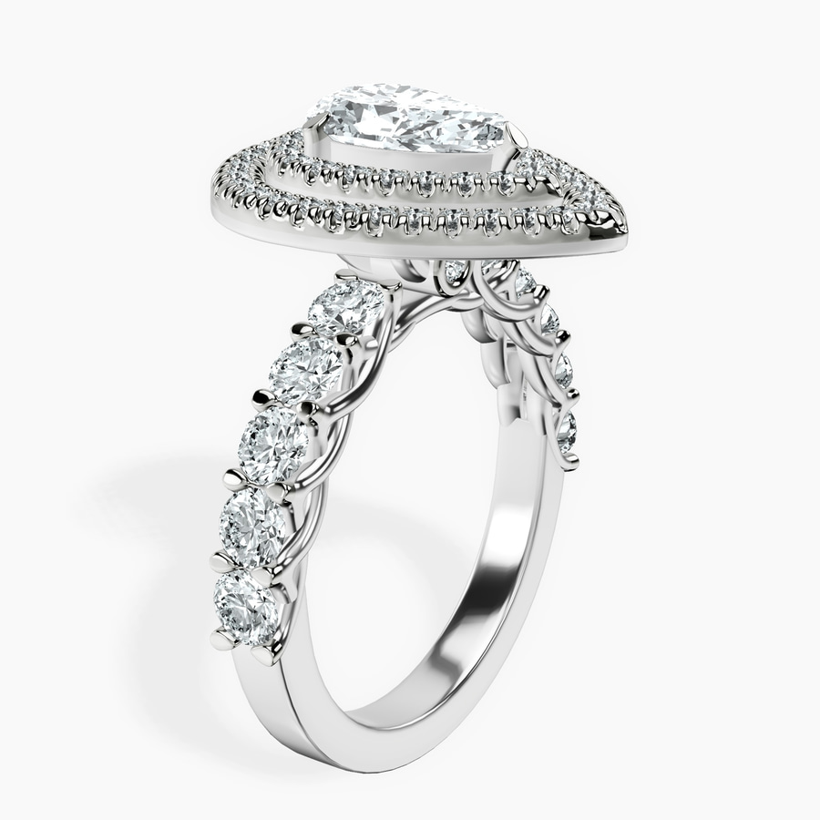 Platinum Crowned Cresta Double Halo Lab Diamond Ring standing product image one