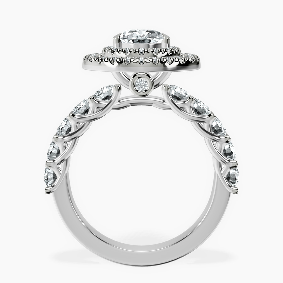 Platinum Crowned Cresta Double Halo Lab Diamond Ring side right image one