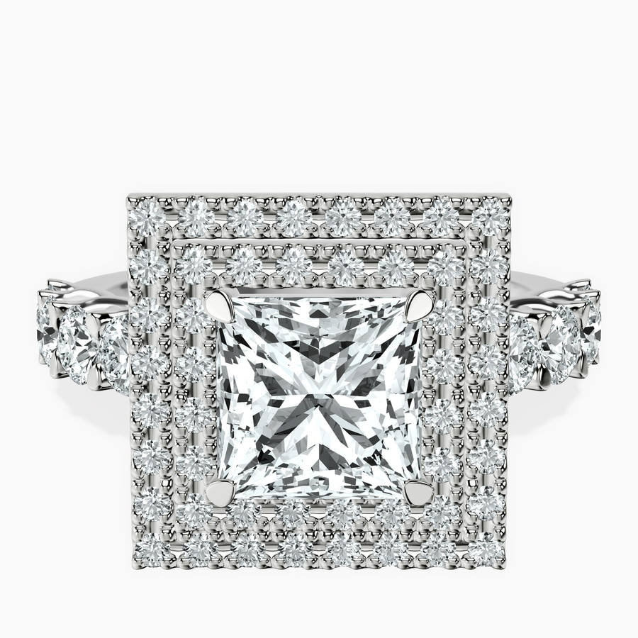 Platinum Crowned Cresta Double Halo Lab Diamond Ring front image