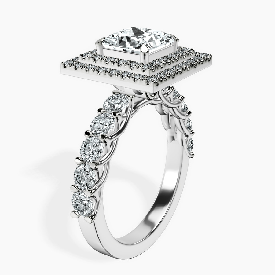 Platinum Crowned Cresta Double Halo Lab Diamond Ring standing product image one