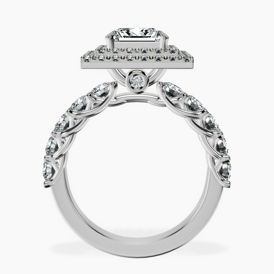 Platinum Crowned Cresta Double Halo Lab Diamond Ring side right image one