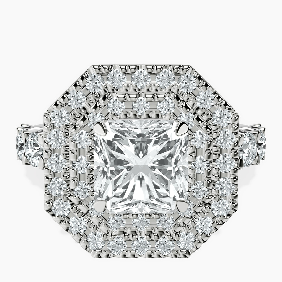 14kt White Gold Crowned Cresta Double Halo Lab Diamond Ring front image