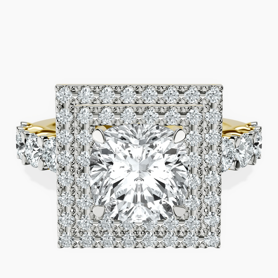 10kt Yellow Gold Crowned Cresta Double Halo Lab Diamond Ring front image