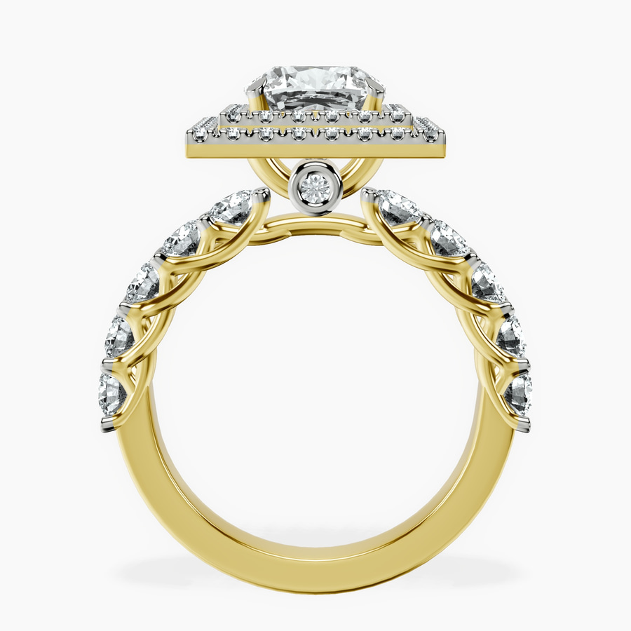10kt Yellow Gold Crowned Cresta Double Halo Lab Diamond Ring side right image one