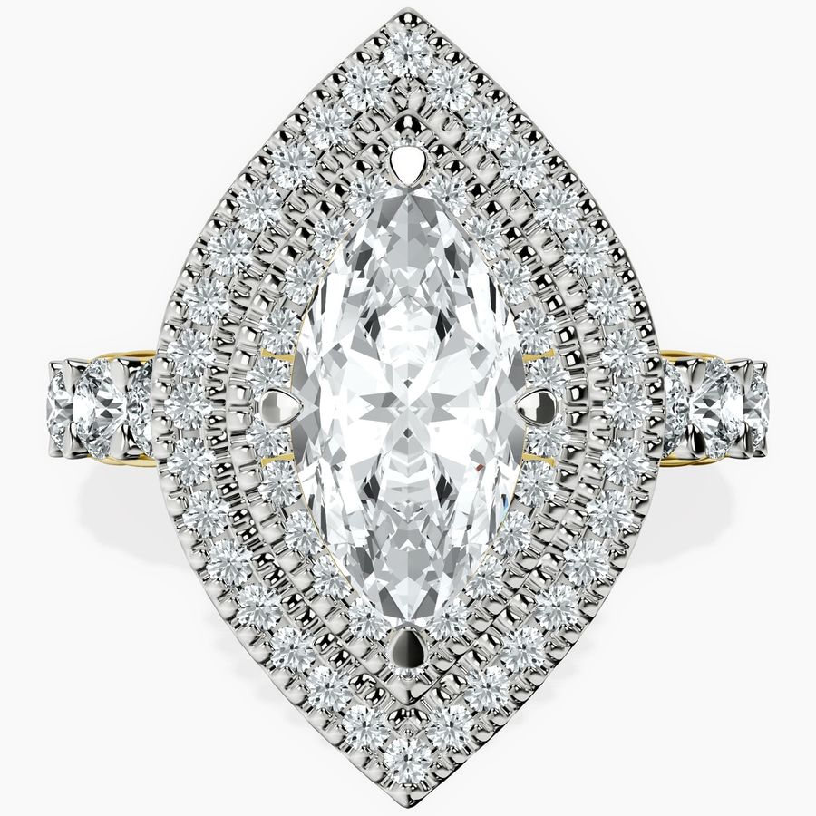 10kt Yellow Gold Crowned Cresta Double Halo Lab Diamond Ring front image