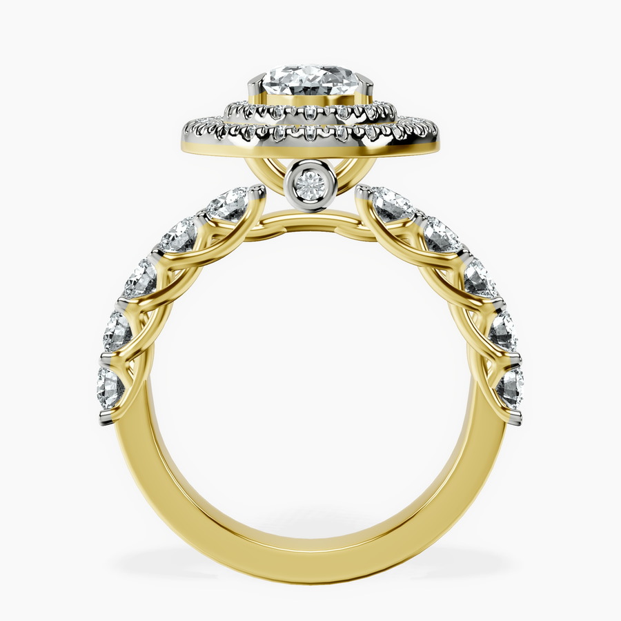 10kt Yellow Gold Crowned Cresta Double Halo Lab Diamond Ring side right image one