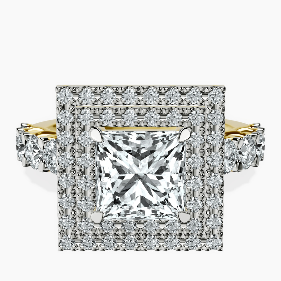 10kt Yellow Gold Crowned Cresta Double Halo Lab Diamond Ring front image