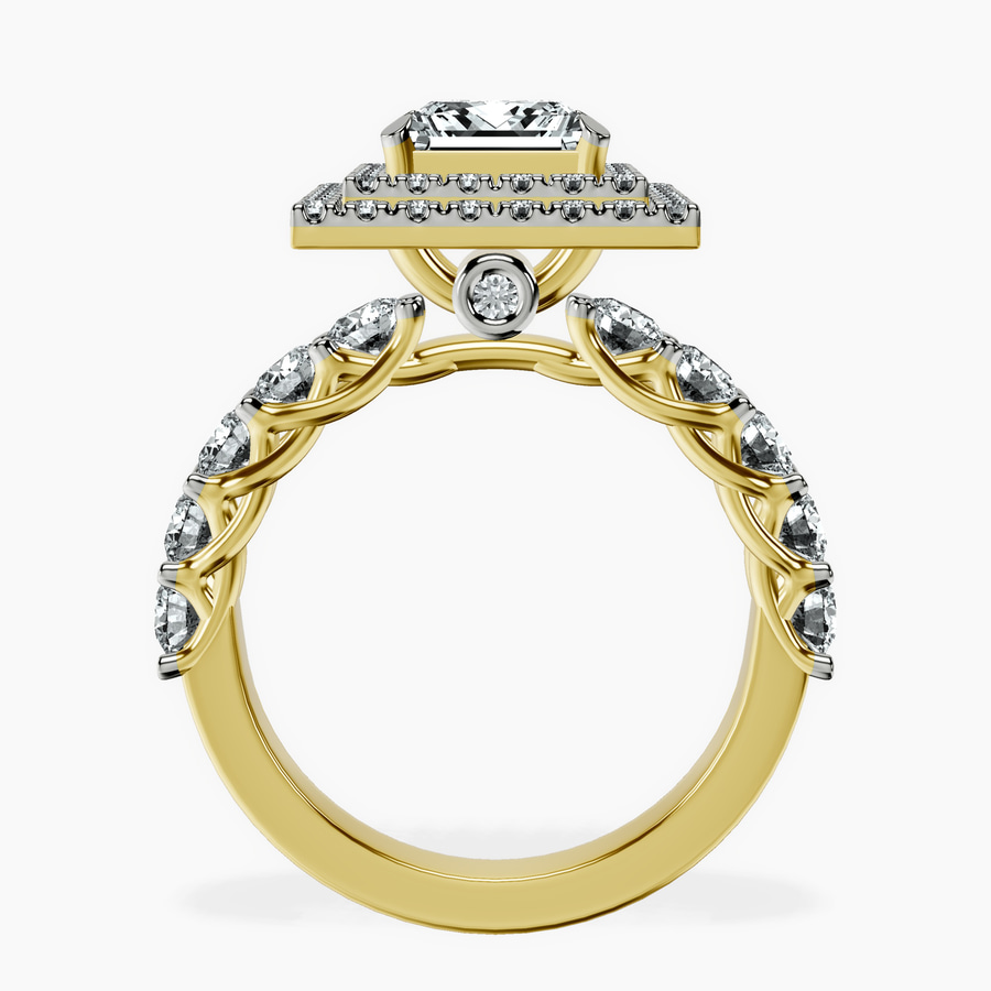 10kt Yellow Gold Crowned Cresta Double Halo Lab Diamond Ring side right image one
