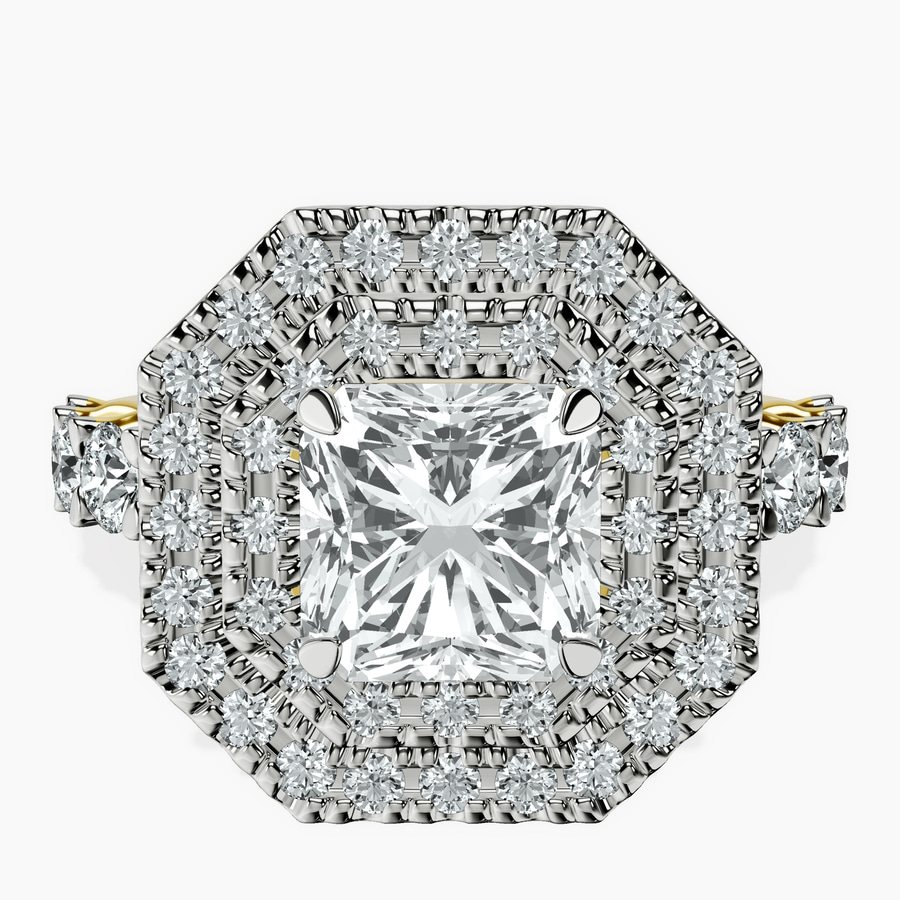 10kt Yellow Gold Crowned Cresta Double Halo Lab Diamond Ring front image
