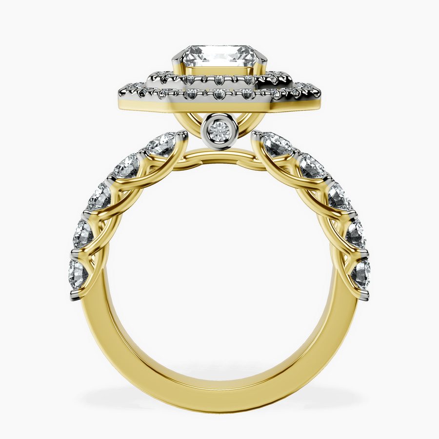 10kt Yellow Gold Crowned Cresta Double Halo Lab Diamond Ring side right image one