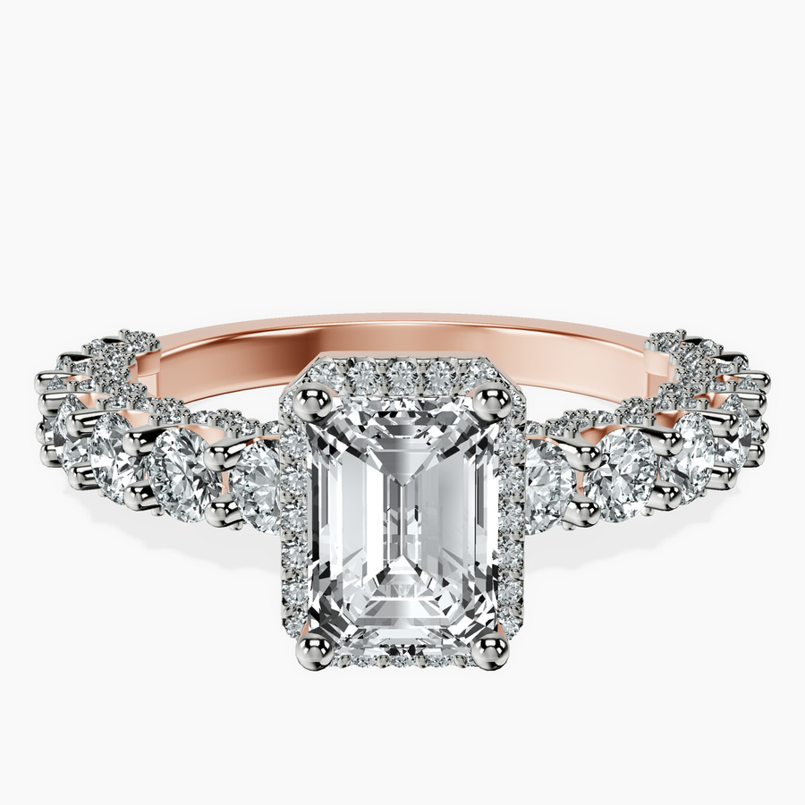 18kt Rose Gold Enchanté Side Stones Halo Lab Diamond Ring front image
