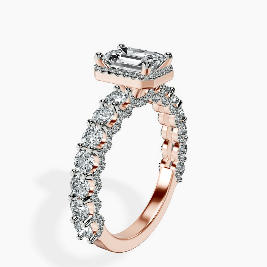 18kt Rose Gold Enchanté Side Stones Halo Lab Diamond Ring standing product image one