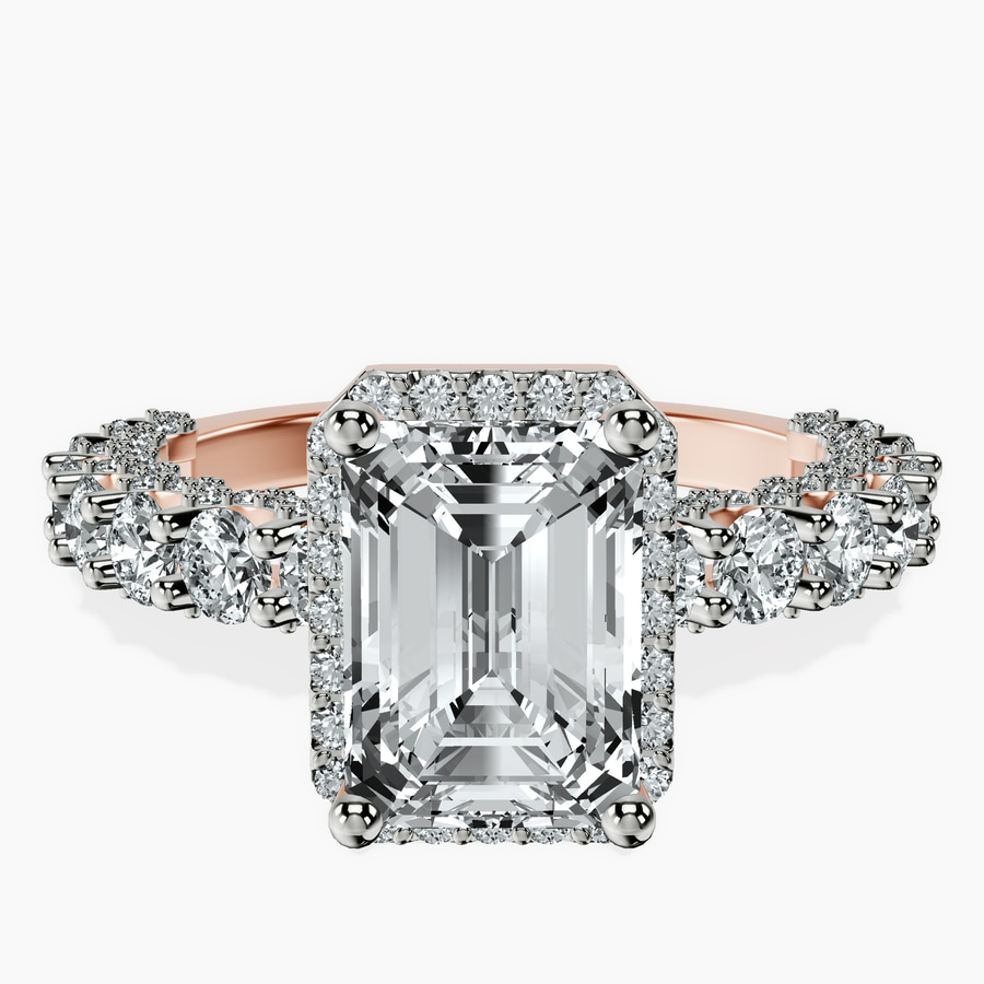 10kt Rose Gold Enchanté Side Stones Halo Lab Diamond Ring front image