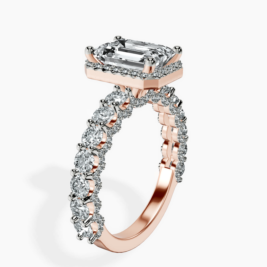 10kt Rose Gold Enchanté Side Stones Halo Lab Diamond Ring standing product image one