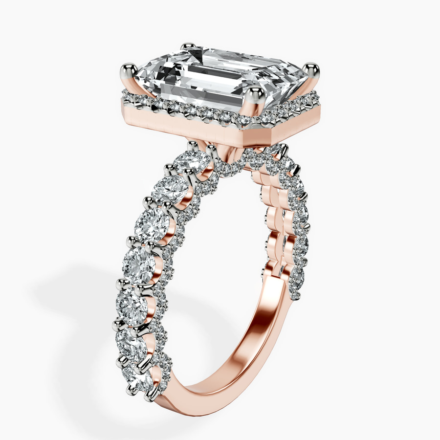 10ct Rose Gold Enchanté Side Stones Halo Lab Diamond Ring standing product image one