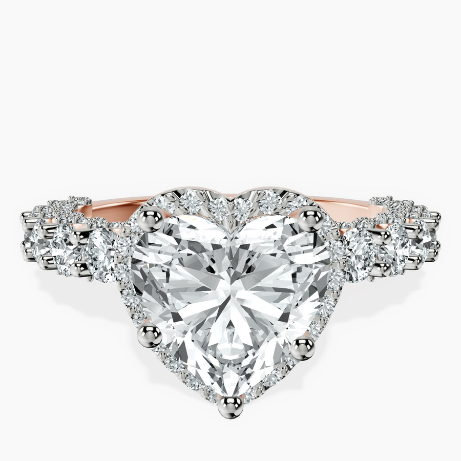 14kt Rose Gold Enchanté Side Stones Halo Lab Diamond Ring front image