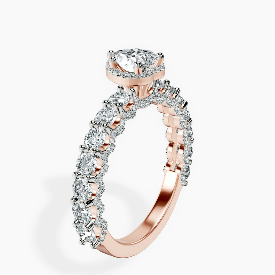 18kt Rose Gold Enchanté Side Stones Halo Lab Diamond Ring standing product image one