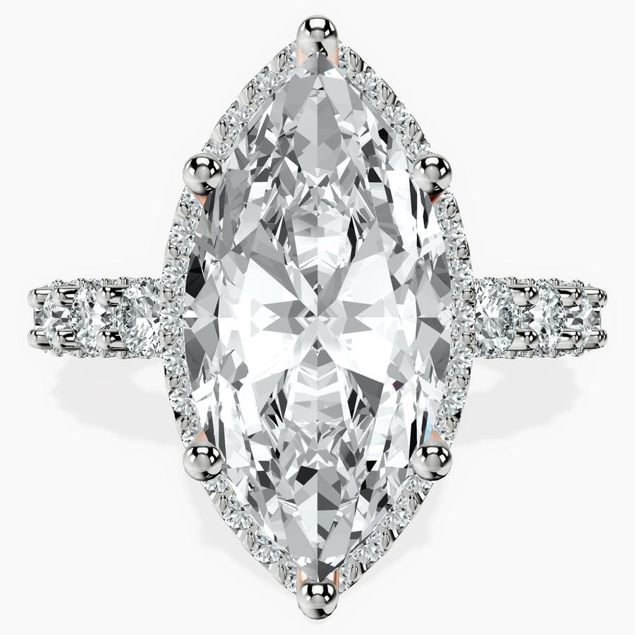10kt Rose Gold Enchanté Side Stones Halo Lab Diamond Ring front image