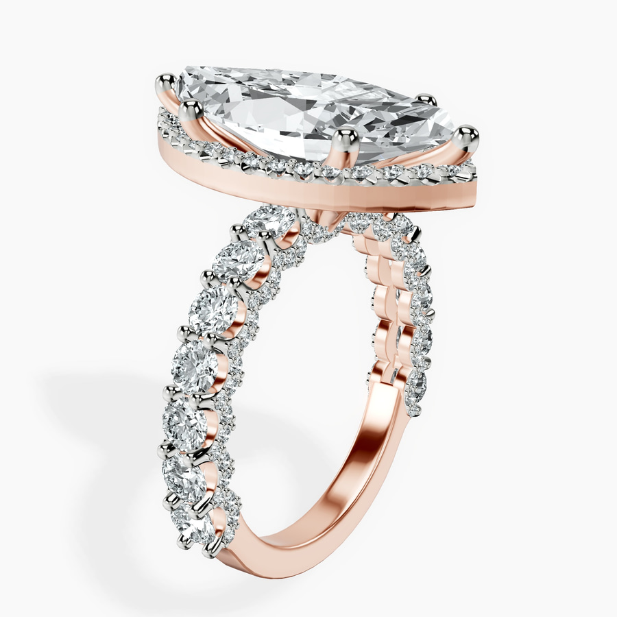 10kt Rose Gold Enchanté Side Stones Halo Lab Diamond Ring standing product image one