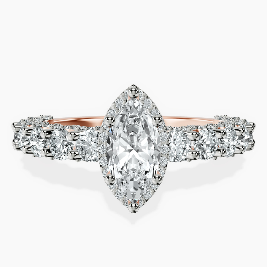 18kt Rose Gold Enchanté Side Stones Halo Lab Diamond Ring front image