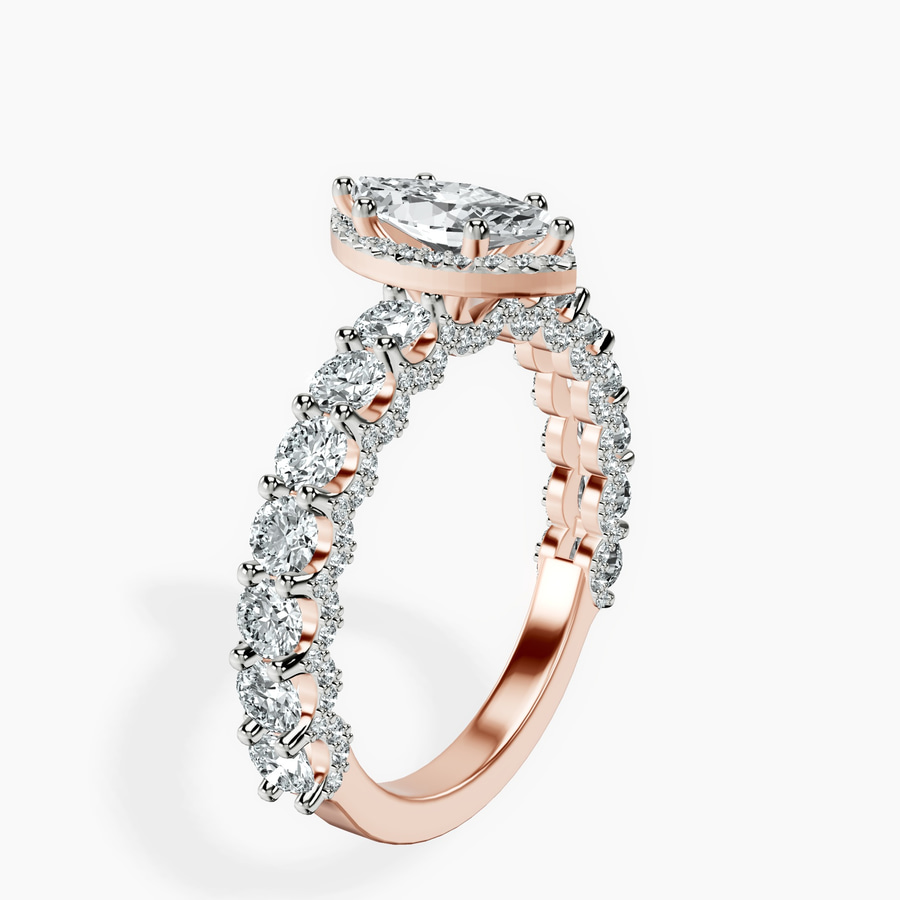 18kt Rose Gold Enchanté Side Stones Halo Lab Diamond Ring standing product image one