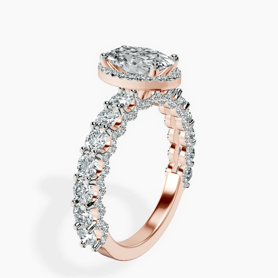 18kt Rose Gold Enchanté Side Stones Halo Lab Diamond Ring standing product image one