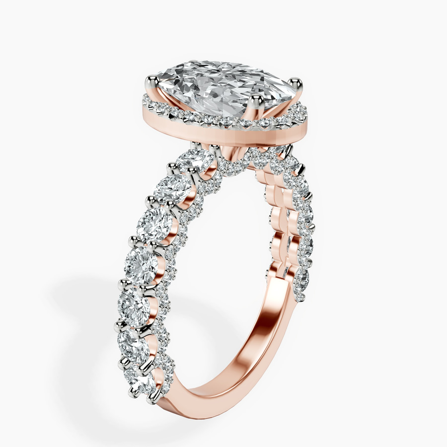 18kt Rose Gold Enchanté Side Stones Halo Lab Diamond Ring standing product image one