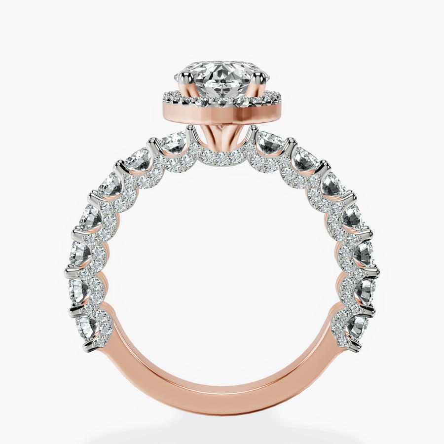 18kt Rose Gold Enchanté Side Stones Halo Lab Diamond Ring side right image one