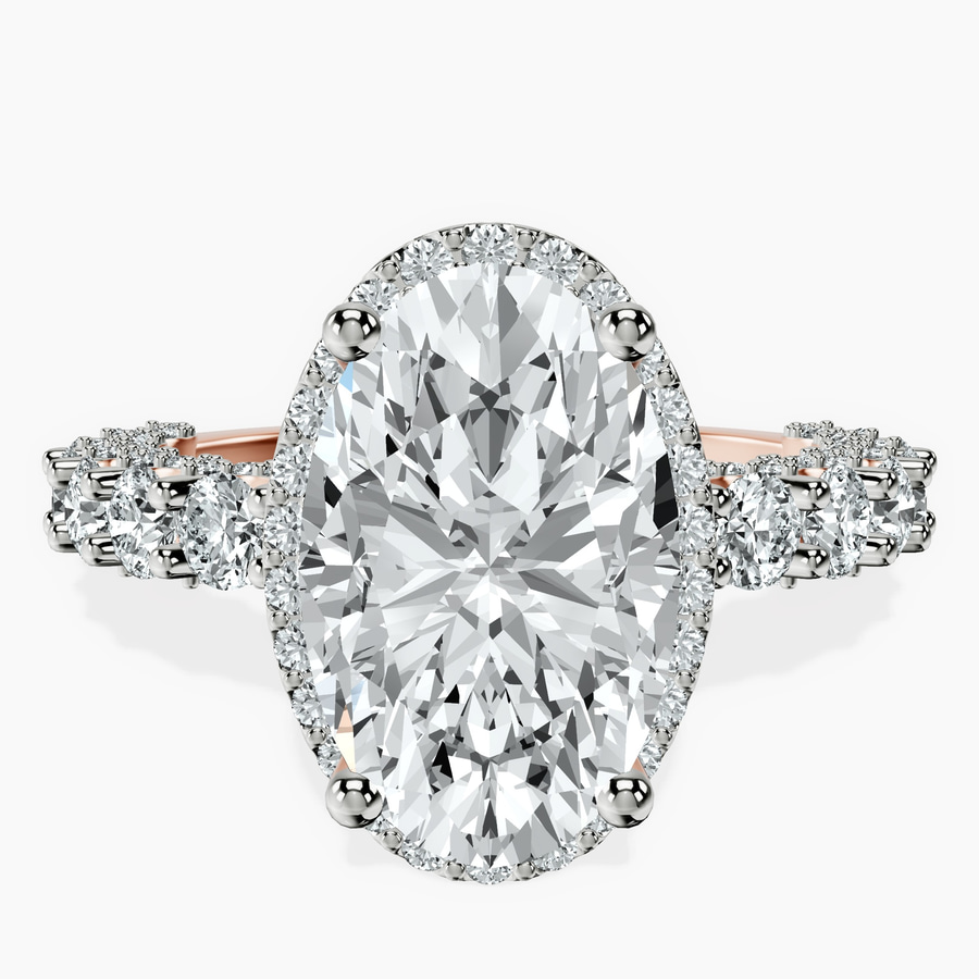 10kt Rose Gold Enchanté Side Stones Halo Lab Diamond Ring front image