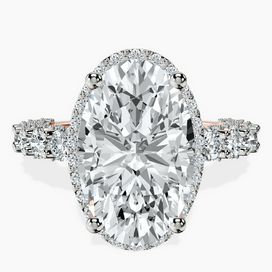 14kt Rose Gold Enchanté Side Stones Halo Lab Diamond Ring front image