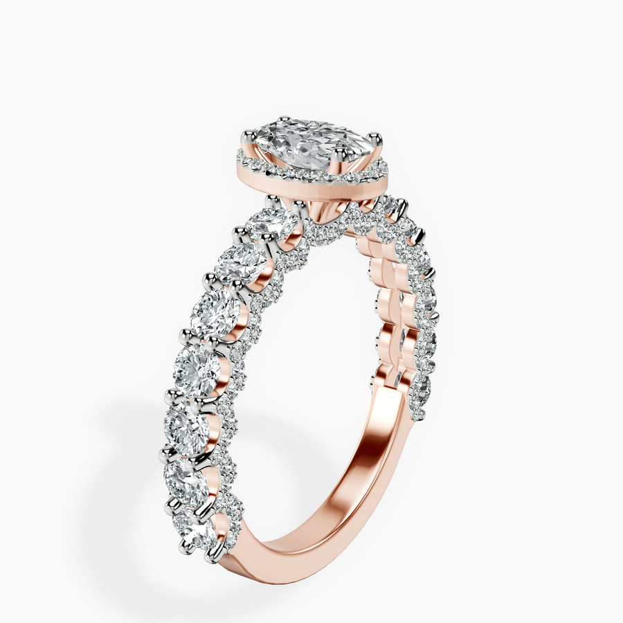 18kt Rose Gold Enchanté Side Stones Halo Lab Diamond Ring standing product image one