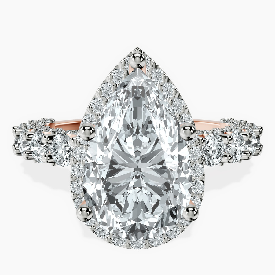 18kt Rose Gold Enchanté Side Stones Halo Lab Diamond Ring front image