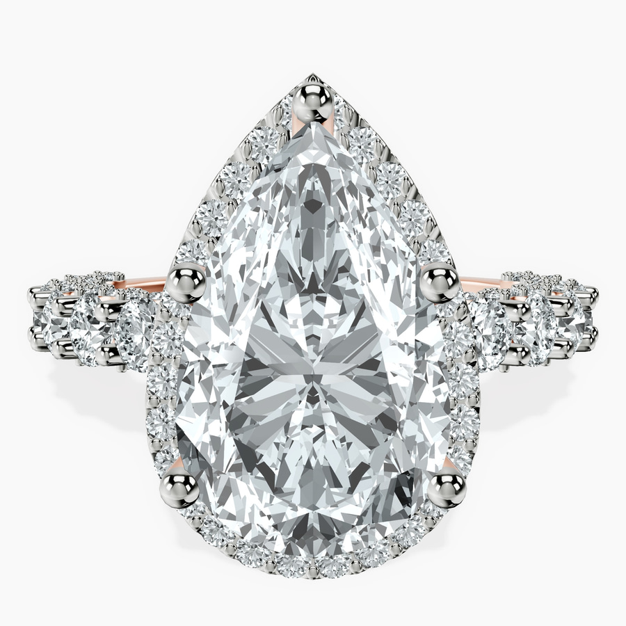 14kt Rose Gold Enchanté Side Stones Halo Lab Diamond Ring front image