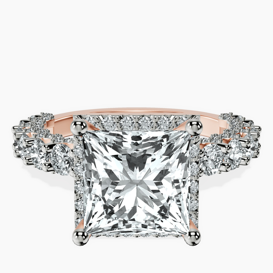 14kt Rose Gold Enchanté Side Stones Halo Lab Diamond Ring front image