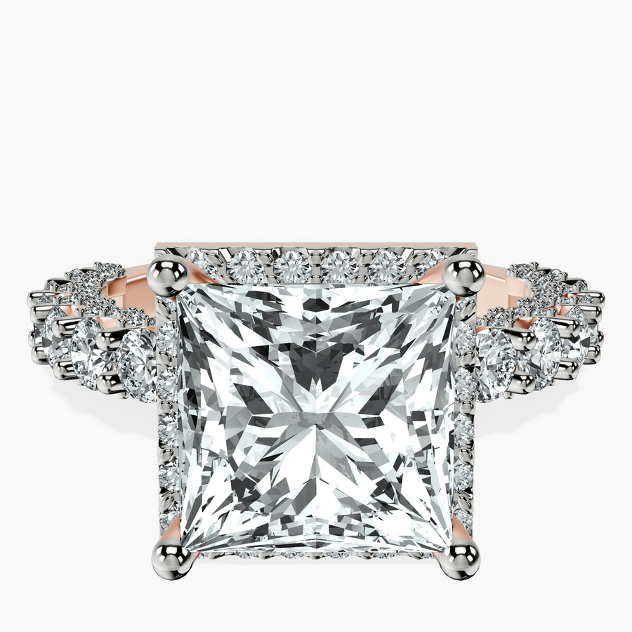 14kt Rose Gold Enchanté Side Stones Halo Lab Diamond Ring front image