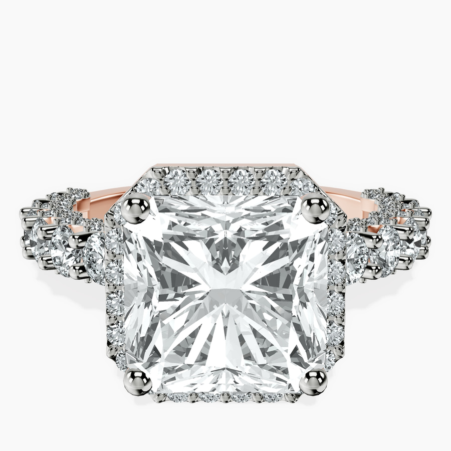 18kt Rose Gold Enchanté Side Stones Halo Lab Diamond Ring front image