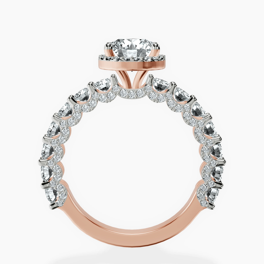 18kt Rose Gold Enchanté Side Stones Halo Lab Diamond Ring side right image one