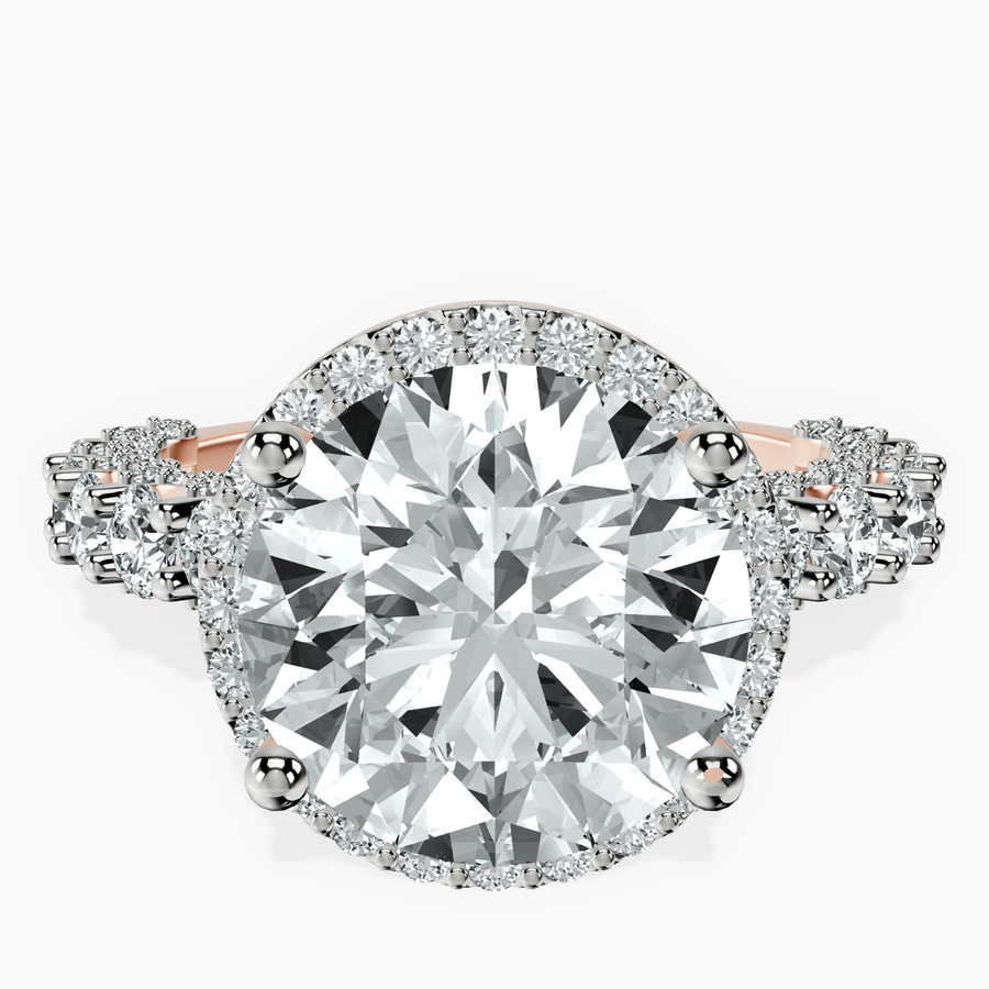 14kt Rose Gold Enchanté Side Stones Halo Lab Diamond Ring front image