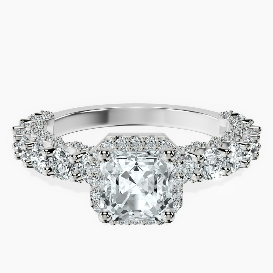 Platinum Enchanté Side Stones Halo Lab Diamond Ring front image