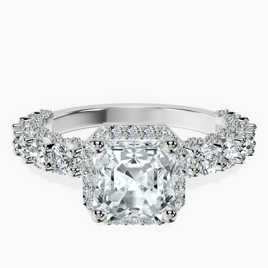 Platinum Enchanté Side Stones Halo Lab Diamond Ring front image