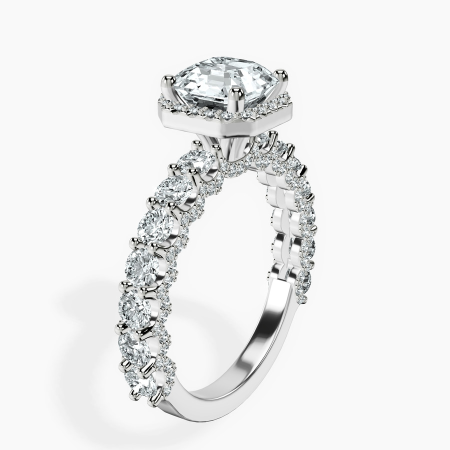 Platinum Enchanté Side Stones Halo Lab Diamond Ring standing product image one