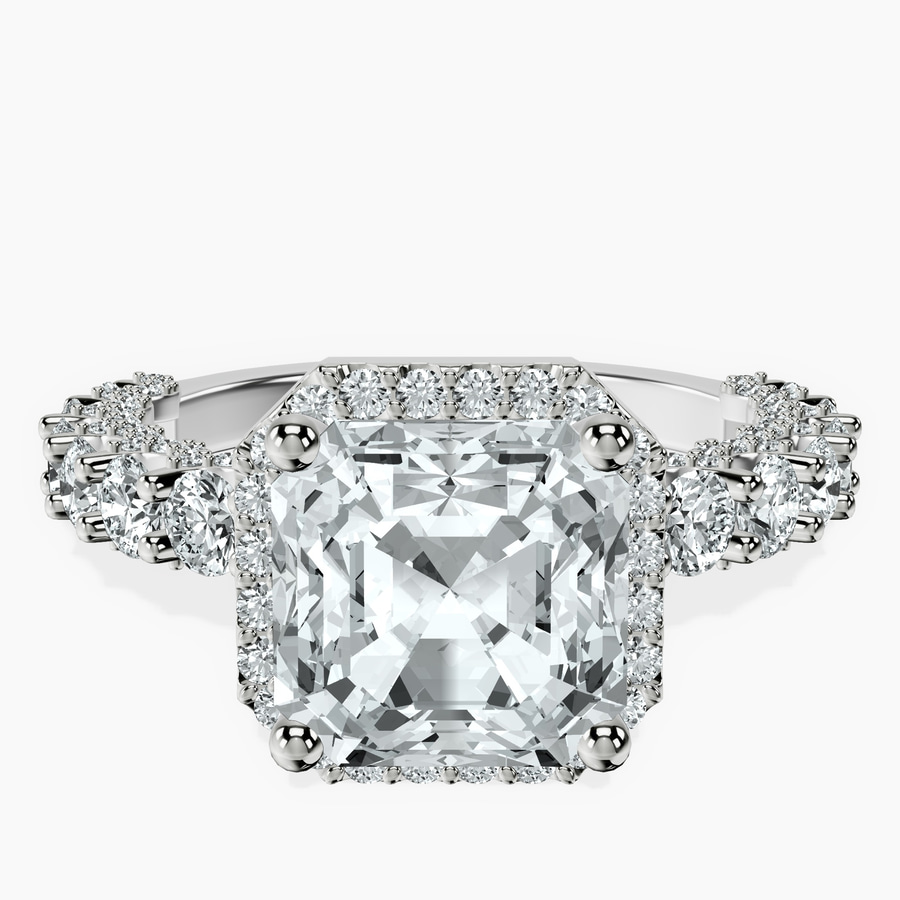 Platinum Enchanté Side Stones Halo Lab Diamond Ring front image