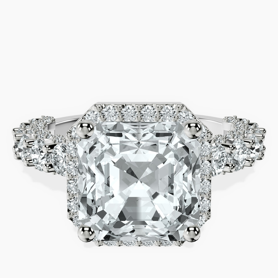 10kt White Gold Enchanté Side Stones Halo Lab Diamond Ring front image
