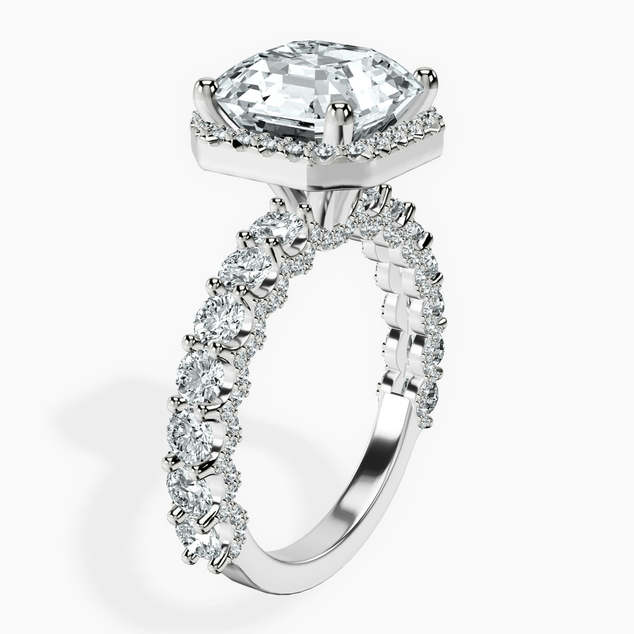 10kt White Gold Enchanté Side Stones Halo Lab Diamond Ring standing product image one