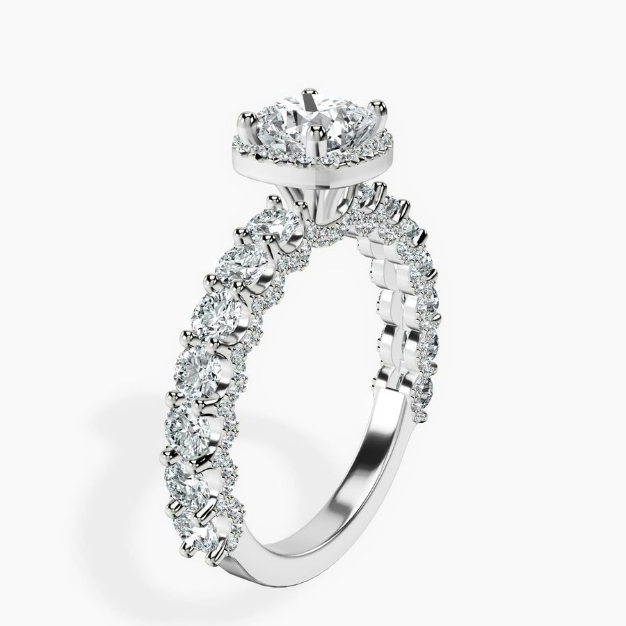 10kt White Gold Enchanté Side Stones Halo Lab Diamond Ring standing product image one